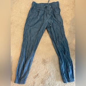 Linen blend denim pants